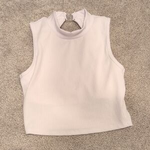 Tiger Friday Sleeveless White Ribbed Crop Top